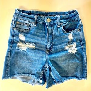 American Eagle Distressed High-Rise Jean Shorts, Size 4, Next Level Stretch